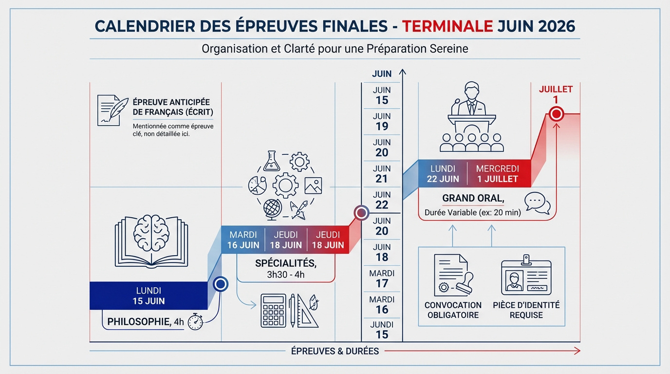 Calendrier épreuves Terminale juin 2026