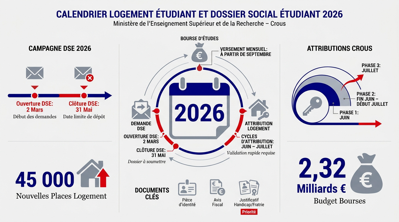 Calendrier officiel du Dossier Social Étudiant 2026 pour le logement et les bourses