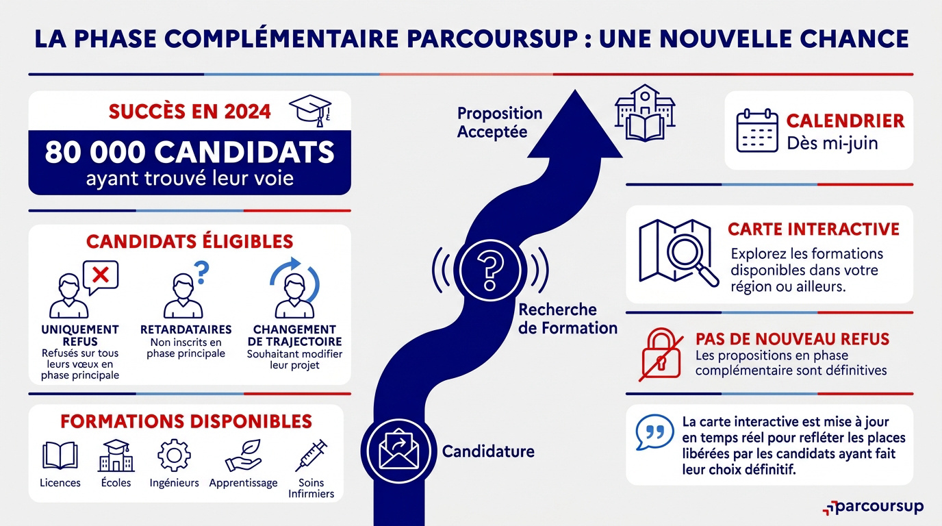 Étudiant consultant les opportunités de la phase complémentaire Parcoursup sur un ordinateur