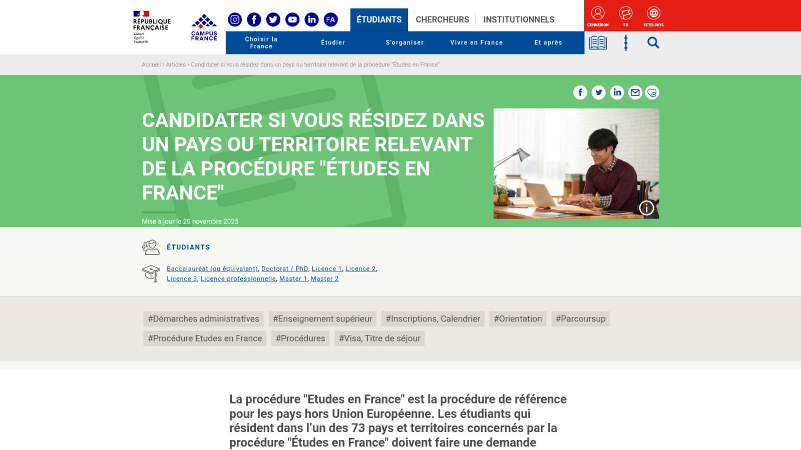 Étudiants internationaux : calendrier spécifique de la DAP et Campus France