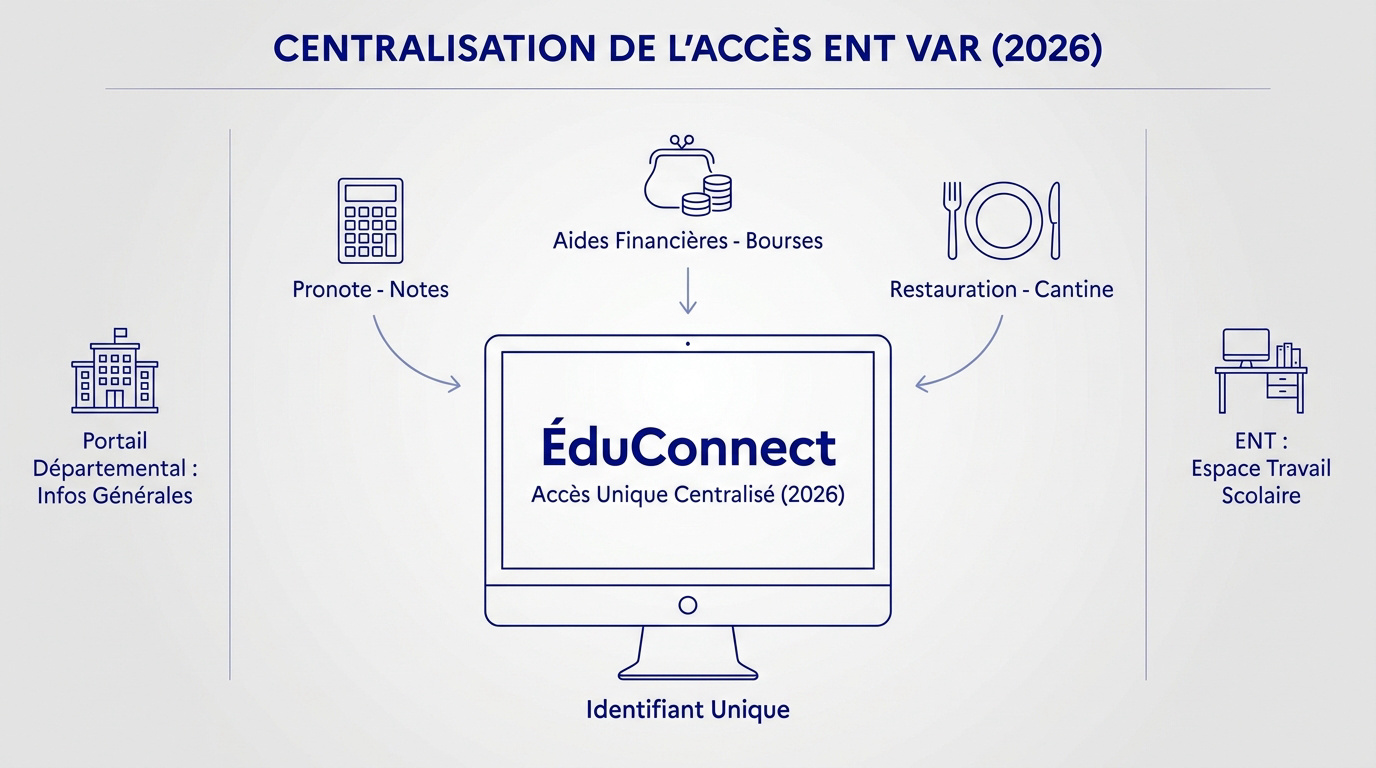 Interface de connexion sécurisée à l'ENT des collèges du Var en 2026