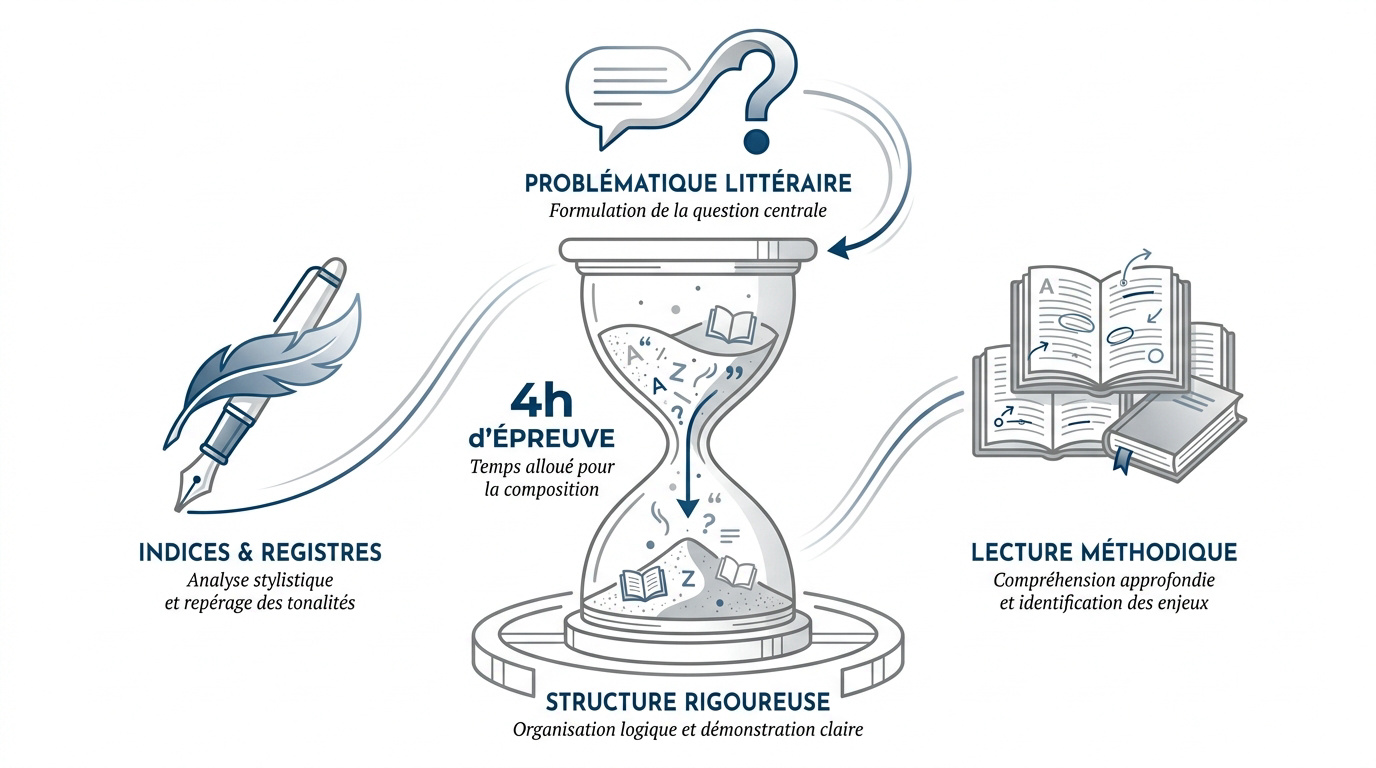 Infographie sur le déroulement d'une épreuve littéraire
