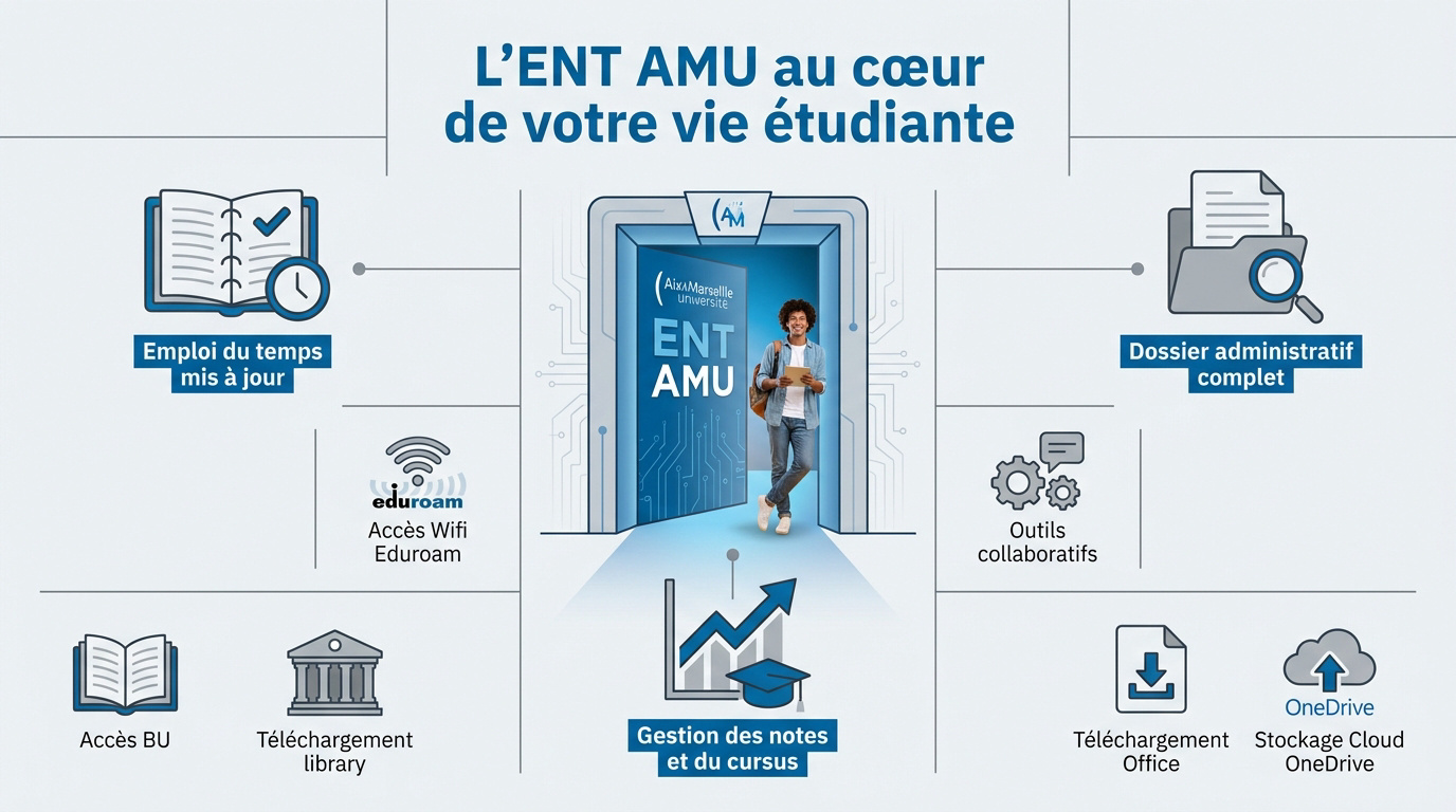 Interface de l'Espace Numérique de Travail ENT AMU