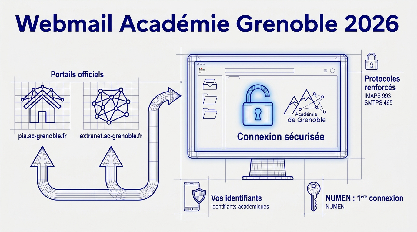 Interface de connexion sécurisée au webmail de l'académie de Grenoble en 2026