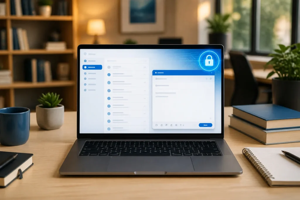 Ordinateur portable avec interface de messagerie securisee