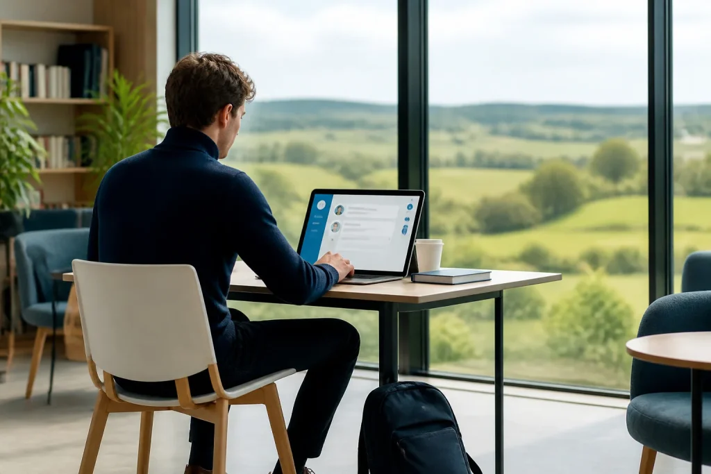 Professionnel moderne travaillant a distance