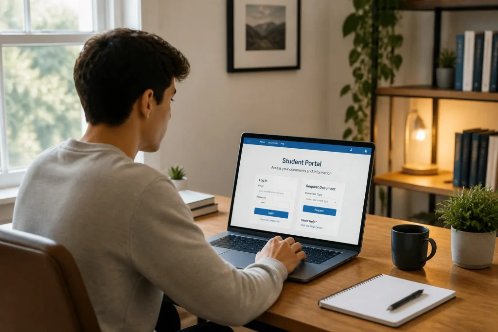 Etudiant accedant au portail en ligne